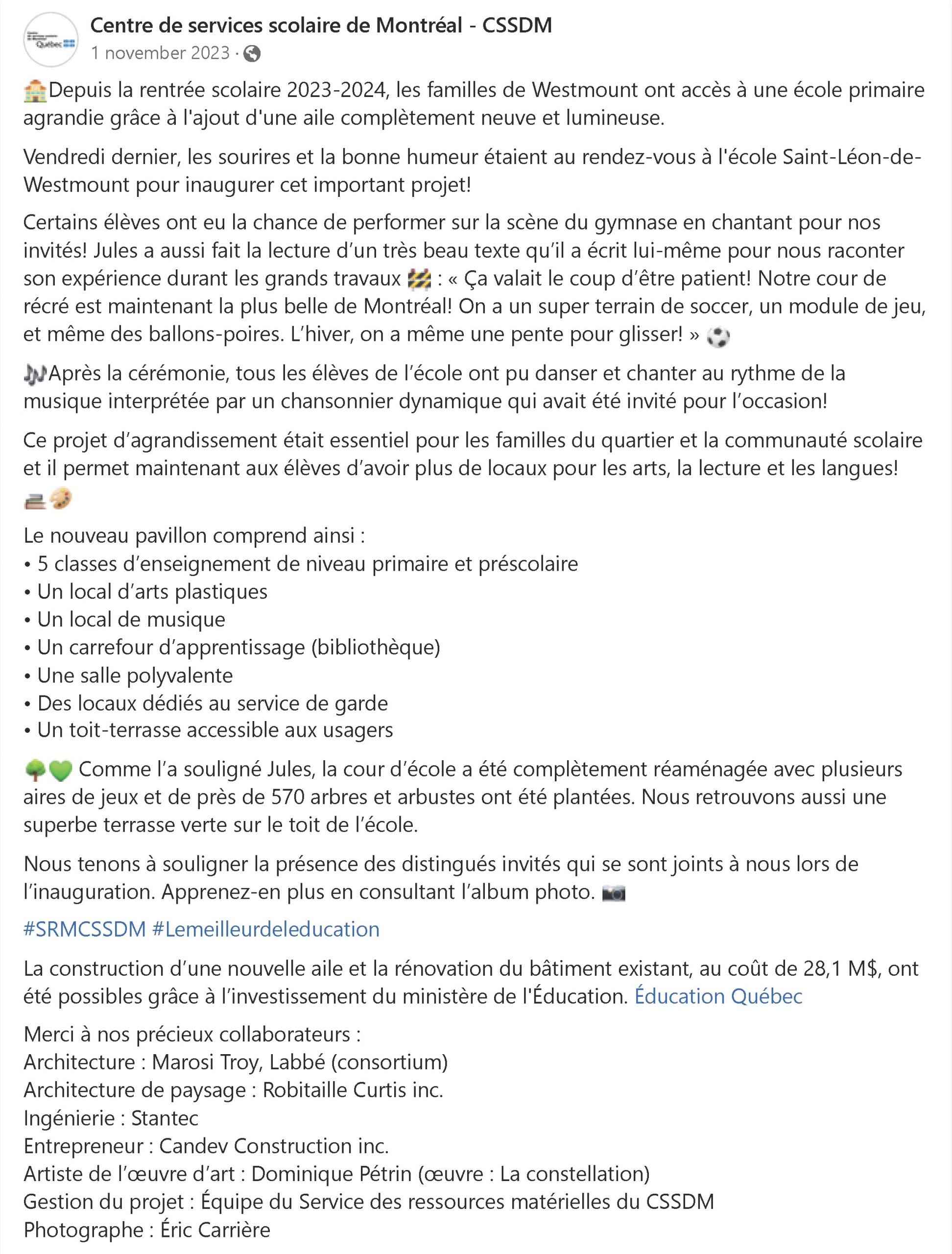 🏫Depuis… – Centre de services scolaire de Montréal – CSSDM _ Facebook_Page_1